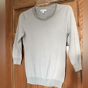 New York & Company Beaded Neckline Sweater Size Small
